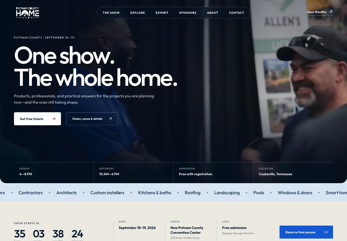 PIXL-built Putnam County Home Show website.