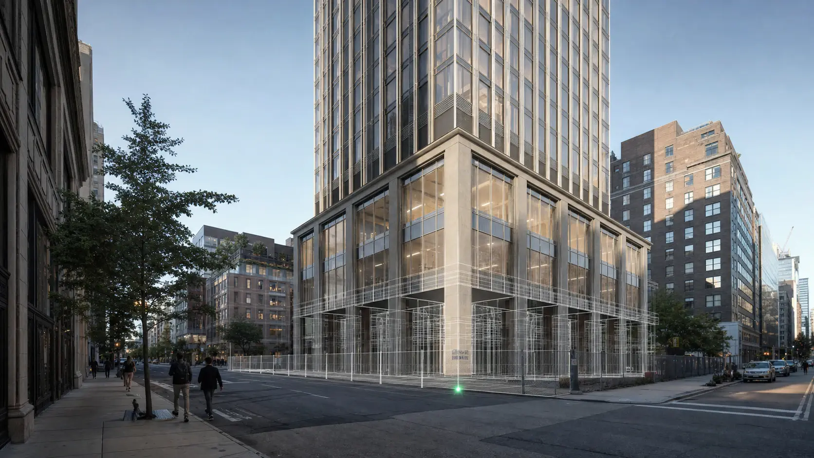Concept visualization of a future tower aligned with an existing city development site.